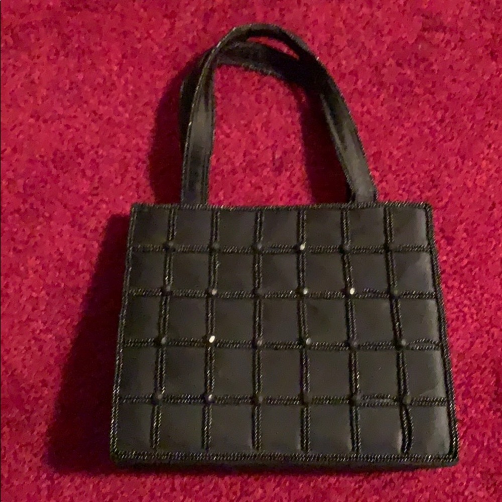 Black beaded cocktail purse